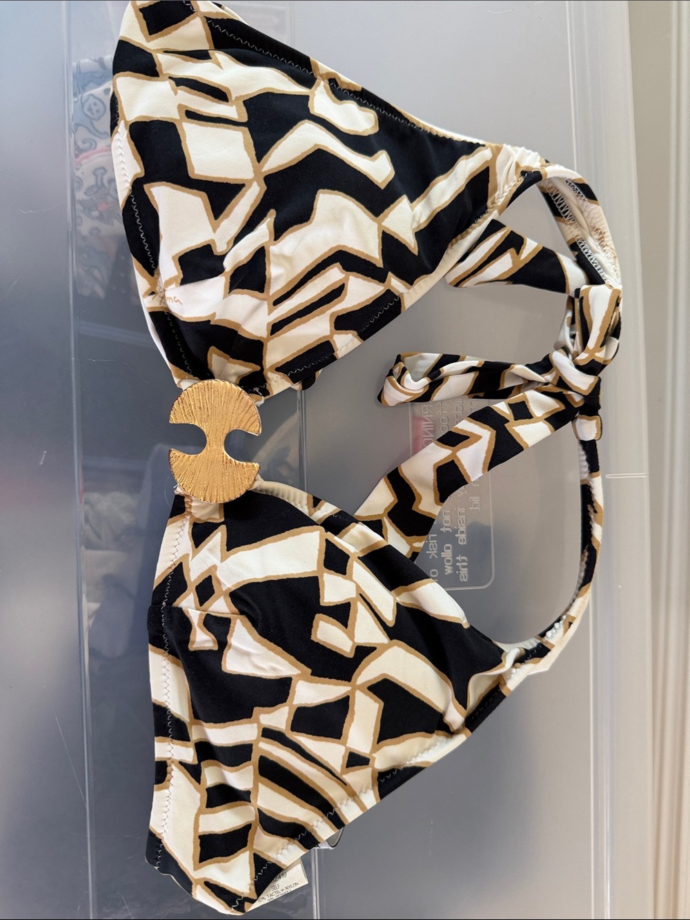 TrIna Turk Bikini Set Gold metal Accents. Bottom Size L Top size M - Picture 3 of 3